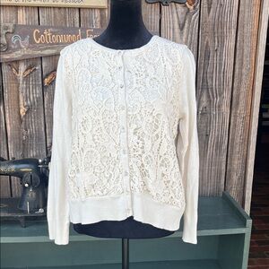 J. Jill Medium Petite cardigan sweater ivory Feminine Fairy Grannycore
